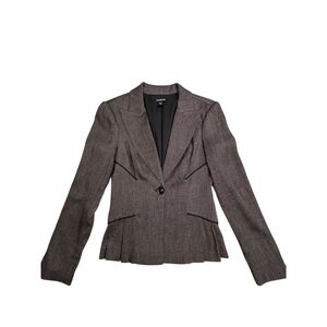 Bebe Brown Tweed Blazer Tailored Suit Jacket